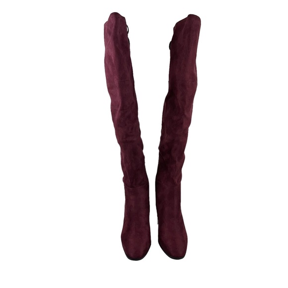 VINCE CAMUTO TAPLEY Burgundy Thigh High Block Heel Long Boots - Picture 3 of 14